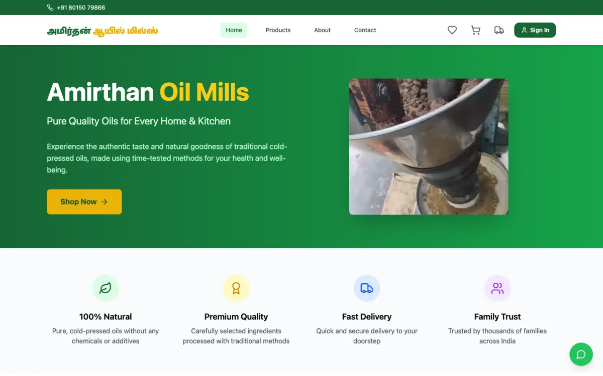 Amirthan Oil Mills website